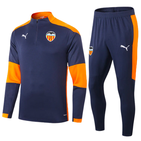 KIT GIACCA BLU ARANCIO A ZIP + TUTA VALENCIA 2021/22