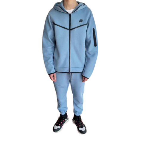 KIT FELPA CON CAPPUCCIO NIKE TECH TUTA AZZURRA 2021 22