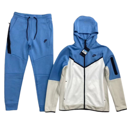 KIT FELPA TUTA NIKE TECH BIANCA AZZURRA NERA 2022 23 Gli Artigiani Del Calcio